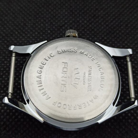 Vintage 1972 Fortis Manual Mens Silver Watch W/daydate & Black accents - Picture 8 of 8